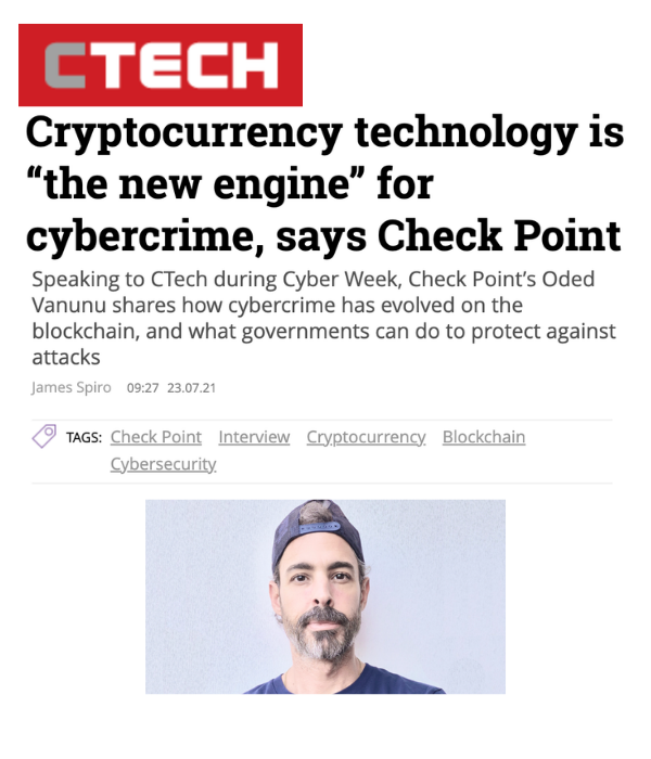 CTech - Cryptocurrency is the new engine for cybercrime, says Check Point