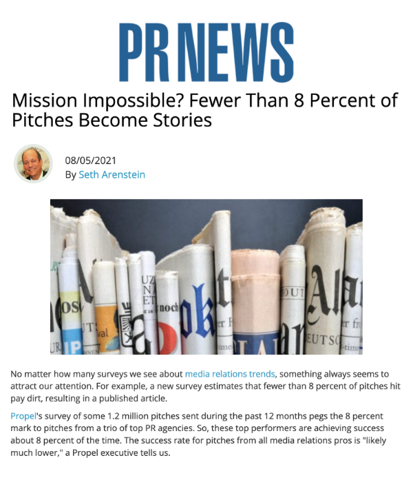 PR News - Mission Impossible? Fewer Than 8% of Pitches Become Stories
