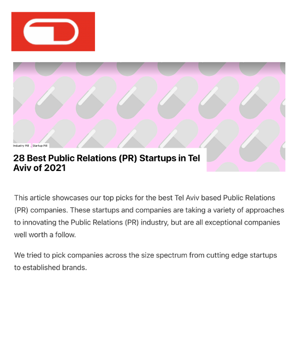 Startup Pill - 28 Best Public Relations (PR) Startups in Tel Aviv of 2021