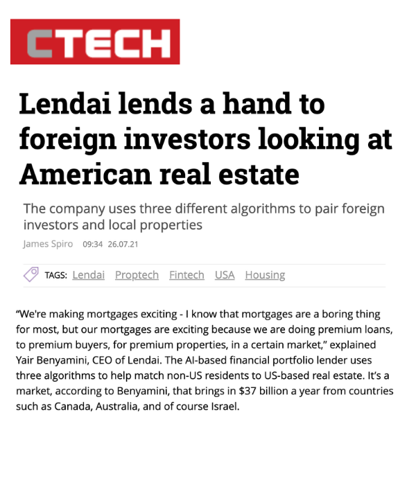 CTech - Lendai lends a hand to foreign investors looking at American real estate