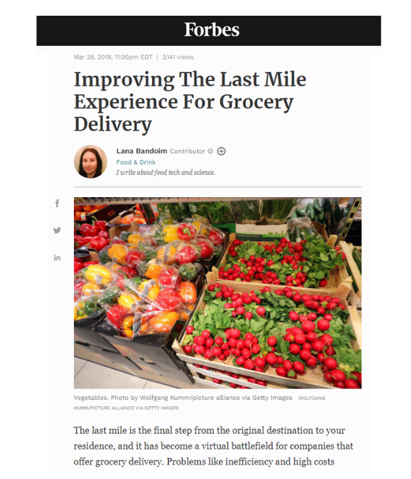 Forbes - Improving The Last Mile Experience For Grocery Delivery