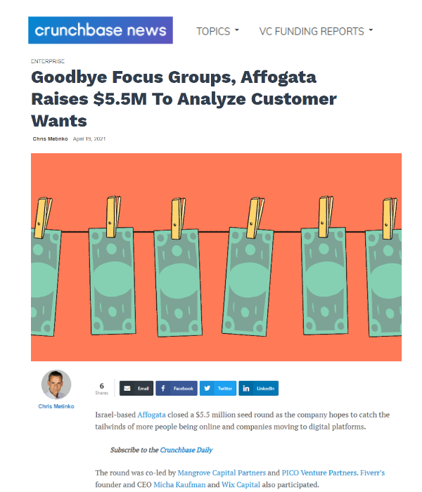 Crunchbase News - Affogata Raises $5.5M To Analyze Customer Wants