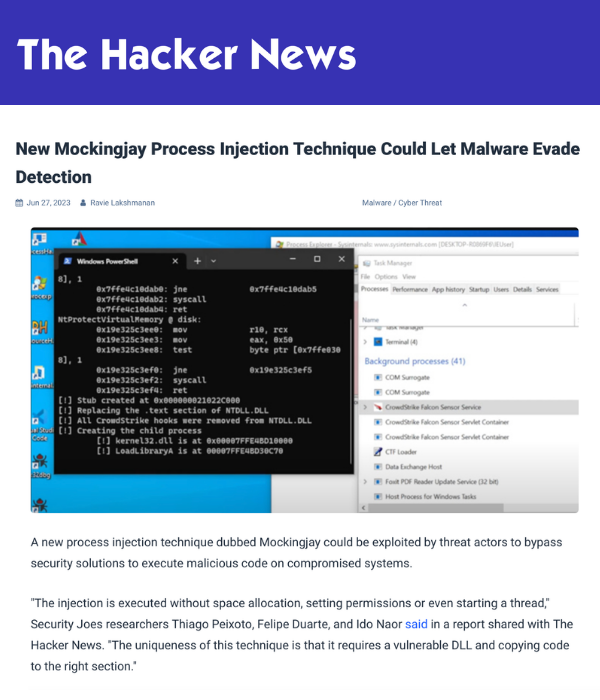 The Hacker News - New Mockingjay process injection technique could let malware evade detection
