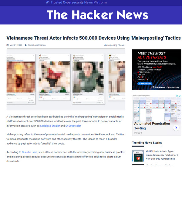 The Hacker News - Vietnamese threat actor infects 500,000 devices via malverposting
