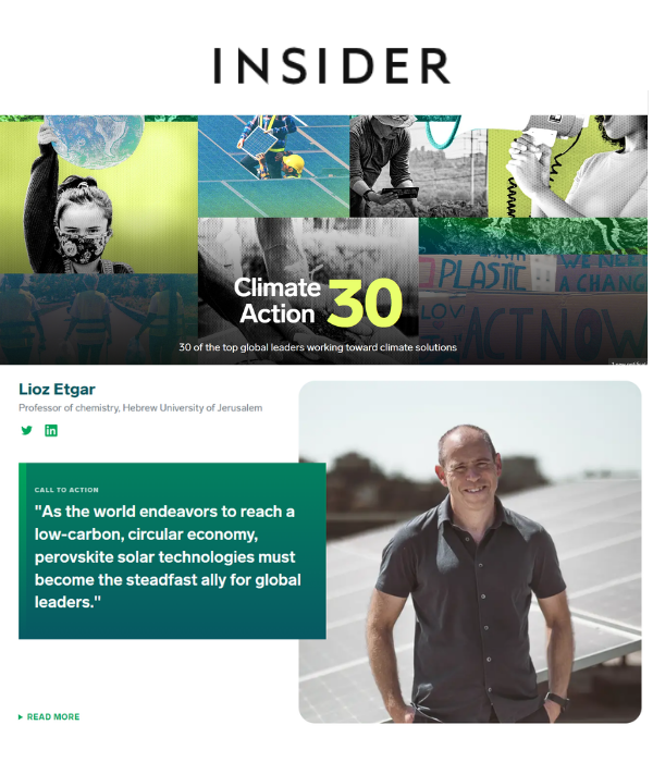 Insider - Climate Action 30: Lioz Etgar on perovskite solar technologies