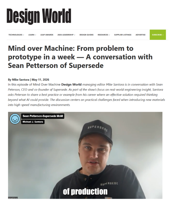 Design World - Mind over Machine: From problem to prototype in a week - Sean Petterson of Supersede