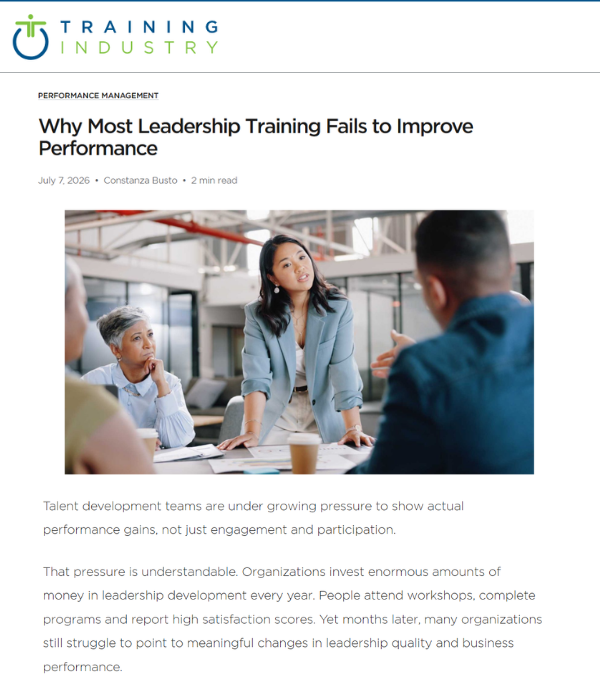 Training Industry - Why Most Leadership Training Fails to Improve Performance