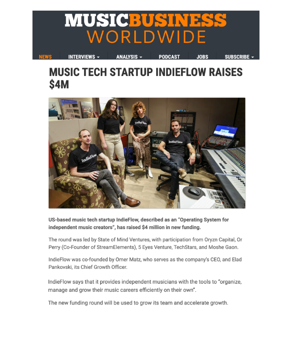 Music Business Worldwide - Music Tech Startup IndieFlow Raises $4M