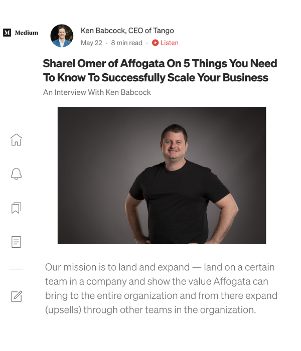 Medium - Sharel Omer of Affogata on 5 Things to Successfully Scale Your Business