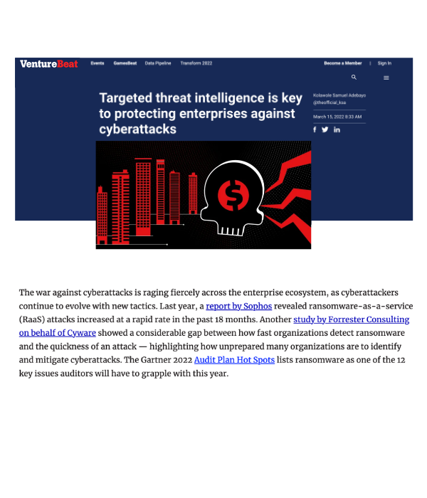 VentureBeat - Targeted threat intelligence is key to protecting enterprises