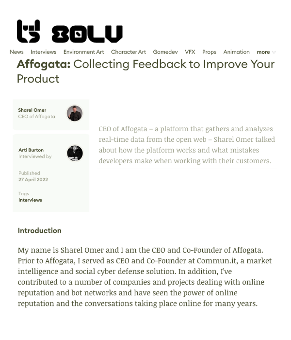 80LV - Affogata: Collecting Feedback to Improve Your Product