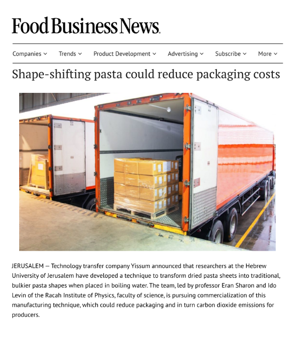 Food Business News - Shape-shifting pasta could reduce packaging costs