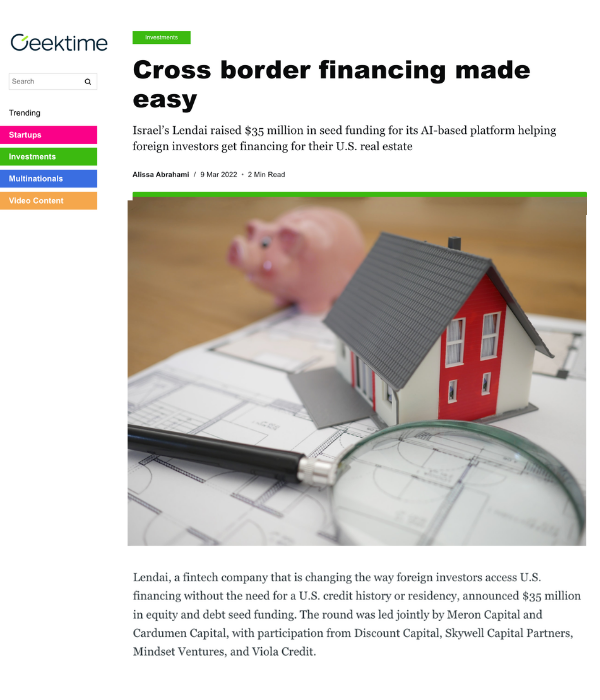 Geektime - Cross border financing made easy: Lendai raises $35M