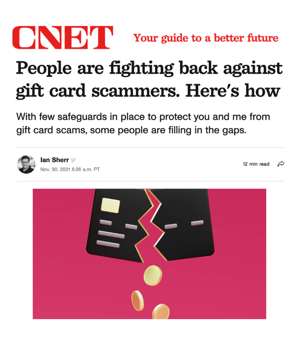 CNET - People are fighting back against gift card scammers