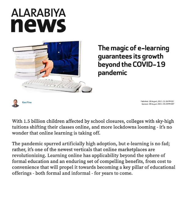 Al Arabiya - The magic of e-learning guarantees its growth beyond COVID-19