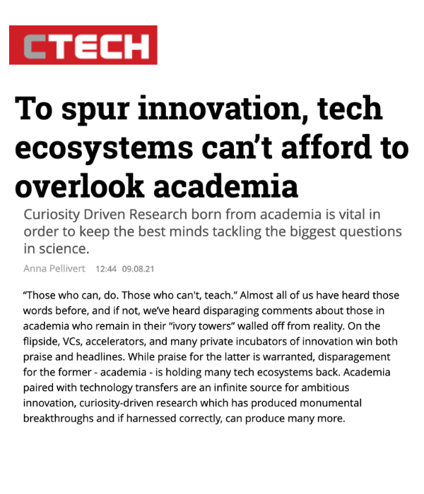 CTech - To spur innovation, tech ecosystems can't afford to overlook academia